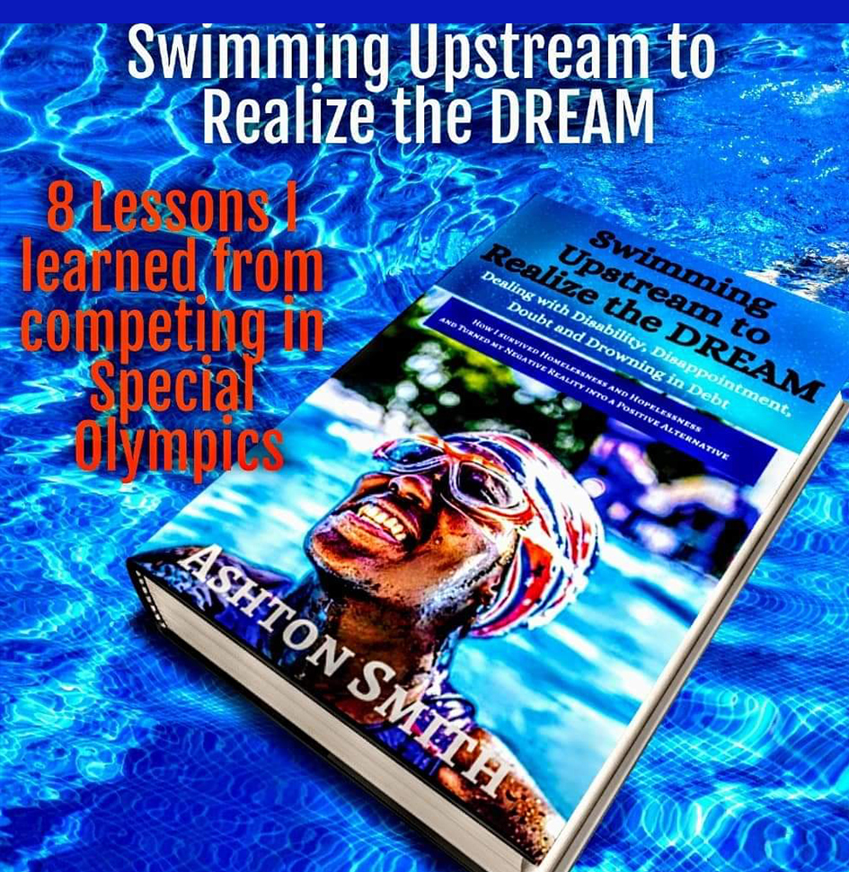 Brightly-colored book cover: Swimming Upstream to Realize the Dream
